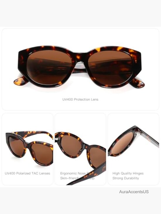 Polarized Cat Eye Sunglasses Women Round Retro Shades UV Protection